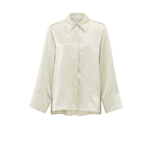 YAYA Satin crinkle wide sleeve blouse, pearl white