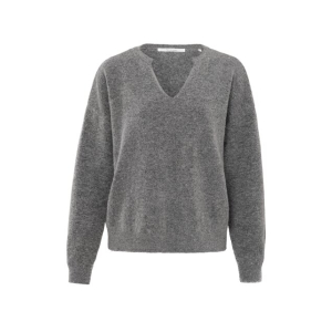 YAYA Sweater with round v-neck, formal gray