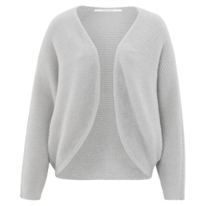 YAYA Fluffy rib bolero longsleeve, medium grey melange