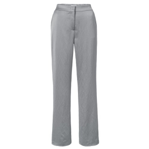 YAYA Woven satin wide leg trousers, light metal grey