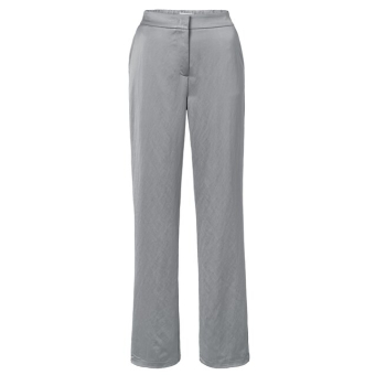 YAYA Woven satin wide leg trousers, light metal grey