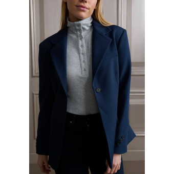 YAYA Woven blazer with fancy button, outer space blue