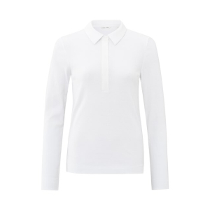 YAYA Fine rib jersey polo top, pure white