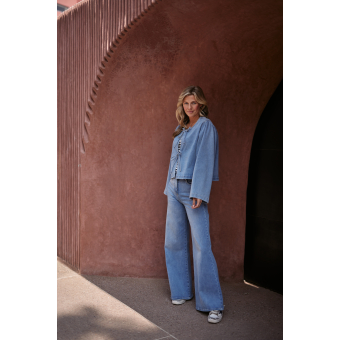 Nukus Bowy Blouse, bleached denim