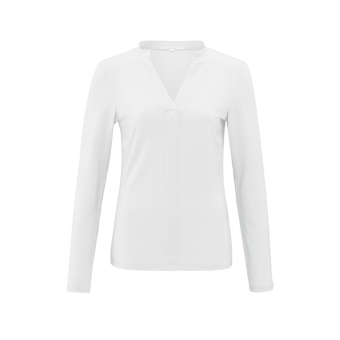 YAYA  Jersey henley top with long sleeves, pure white