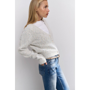 YAYA Boucle with color naps cardigan longsleeve, off white