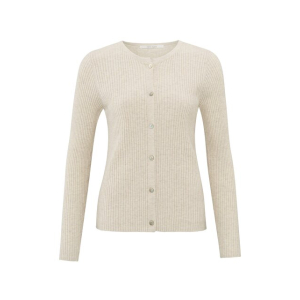 YAYA Fake cardigan in rib, light beige melange