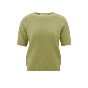 YAYA Raglan short sleeve sweater, olive melange