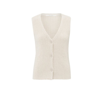 YAYA Knitted rib stitch gilet, nature melange