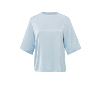 YAYA Oversized satin t-shirt, gray dawn blue