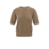 YAYA Textured sweater round neck short sleeve, caribou brown