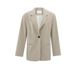 YAYA Woven pistripe oversized blazer with belt, humus beige dessin