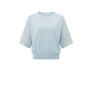 YAYA Boatneck sweater with transparent sleeves, baby blue