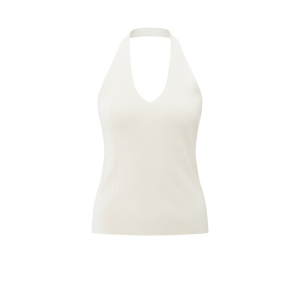 YAYA Knitted fitted halter top, off white