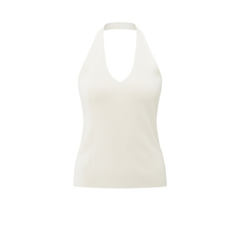 YAYA Knitted fitted halter top, off white