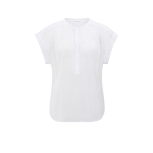 YAYA Flowy polo top, pure white
