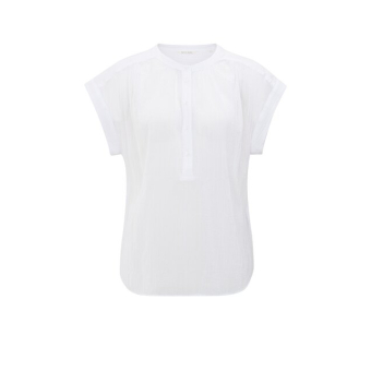 YAYA Flowy polo top, pure white