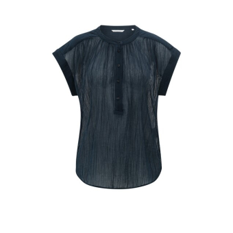 YAYA Flowy polo top, total eclipse blue