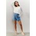 YAYA High waist denim cargo short, blue denim