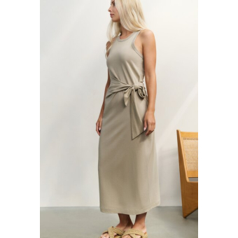 YAYA Sleeveless dress with knot, seneca rock beige