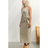 YAYA Sleeveless dress with knot, seneca rock beige