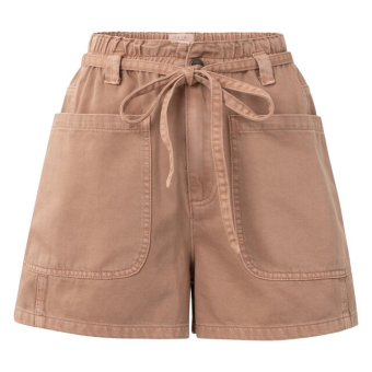 YAYA Garment dye woven high waist cargo short, soft mauve pink