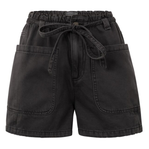 YAYA Garment dye woven high waist cargo short, washed black YAYA Garment dye woven high waist cargo short, washed black
