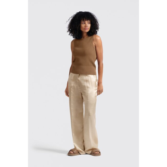 YAYA Satin wide leg trousers, summer sand
