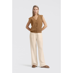 YAYA Linen mix woven wide leg trousers - L32, summer sand YAYA Linen mix woven wide leg trousers - L32, summer sand