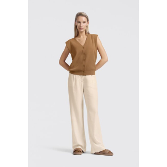 YAYA Linen mix woven wide leg trousers - L32, summer sand