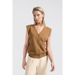 YAYA Knitted spencer with shoulder detail, chipmunk brown YAYA Knitted spencer with shoulder detail, chipmunk brown