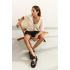 YAYA Rib cardigan with fun detail at placket, summer sand