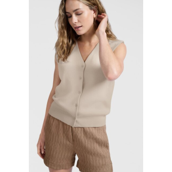 YAYA Knitted spencer with shoulder detail, rainy day beige