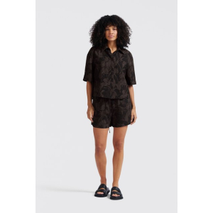 YAYA Woven printed short with elastic waist, washed black dessin YAYA Woven printed short with elastic waist, washed black dessin