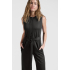 YAYA Jersey sleeveless jumpsuit with placket detail, washed black