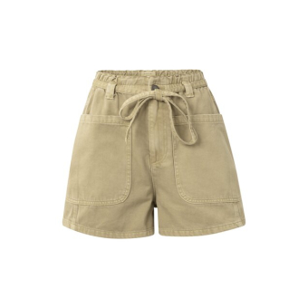 YAYA Garment dye woven high waist cargo short, summer sand
