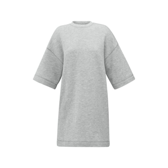 YAYA Short sleeve sweatdress, soft grey melange