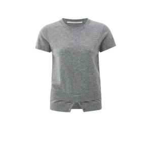 YAYA Short sleeve knitted top, medium grey melange