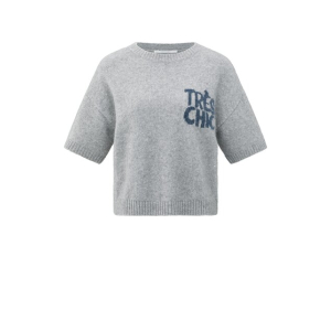 YAYA Short sleeve sweater, light grey