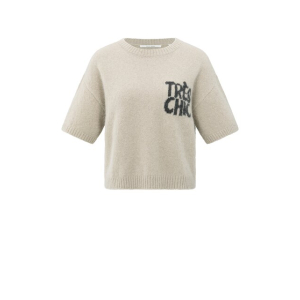 YAYA Short sleeve sweater, beige melange