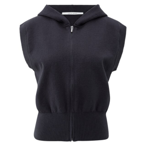 YAYA Sleeveless knitted hoody, inkwell blue