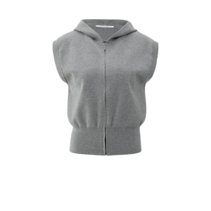 YAYA Sleeveless knitted hoody, medium grey melange