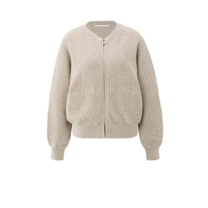 YAYA Textured knitted bomber long sleeve, sand melange