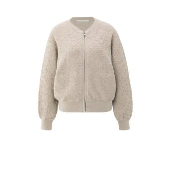 YAYA Textured knitted bomber long sleeve, sand melange