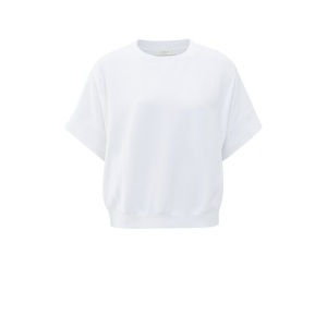 YAYA Short sleeve jersey rib top, pure white