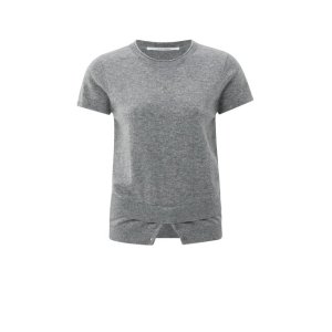 YAYA Short sleeve knitted top, medium grey melange YAYA Short sleeve knitted top, medium grey melange