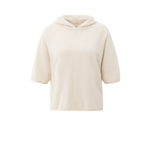 YAYA  Short sleeve knitted hoody, chalk white