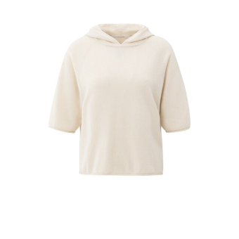 YAYA  Short sleeve knitted hoody, chalk white