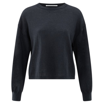 YAYA Textured round neck sweater long sleeve, inkwell blue