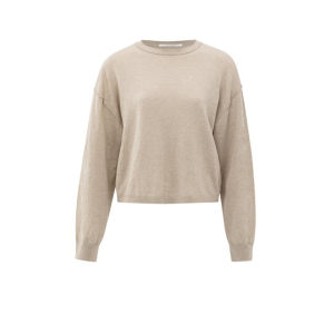 YAYA Textured round neck sweater long sleeve, sand melange